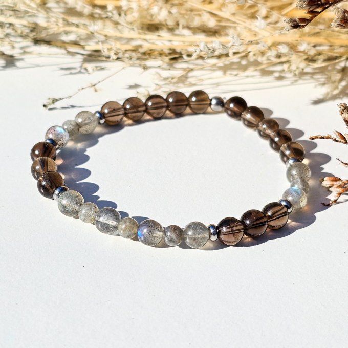 Bracelet Labradorite et Quartz fumé
