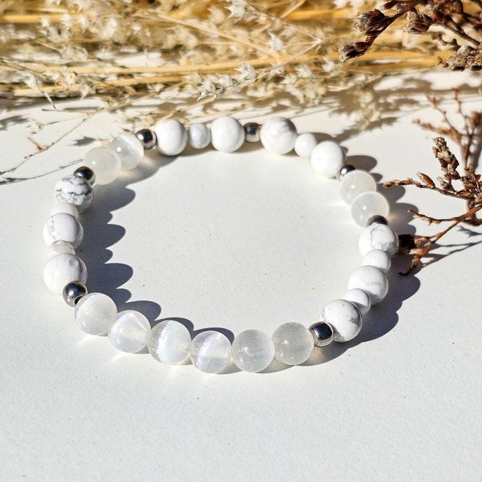 Bracelet Howlite et Sélénite