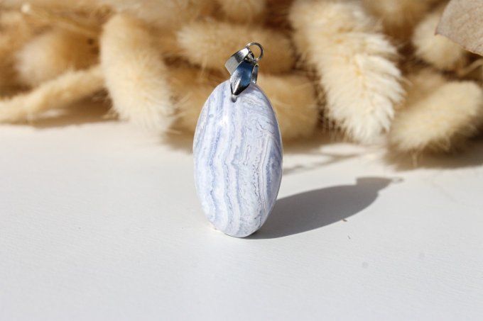 Pendentif Calcédoine bleue 
