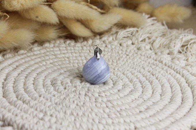 Pendentif Calcédoine bleue 