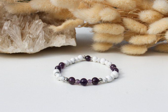 Bracelet Améthyste et Howlite