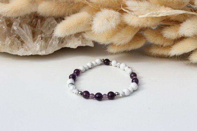 Bracelet Améthyste et Howlite