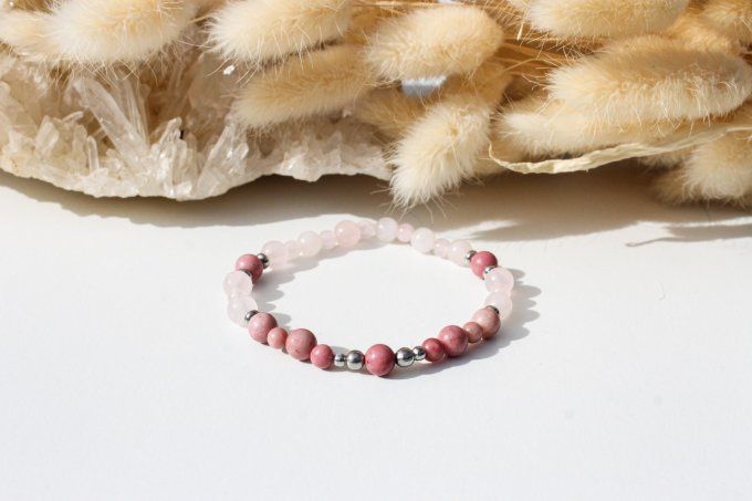 Bracelet Quartz rose et Rhodonite