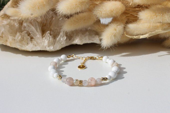 Bracelet Agate fleur de cerisier et Nacre