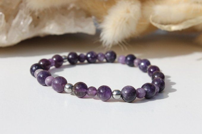 Bracelet Lépidolite et Améthyste