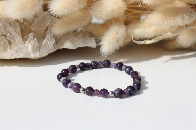 Bracelet Lépidolite et Améthyste