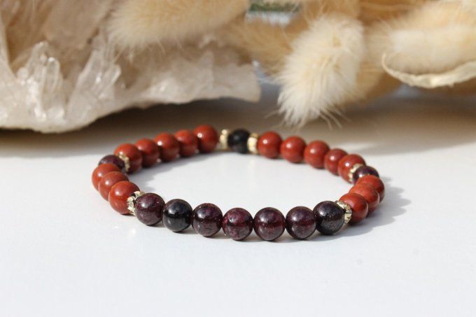 Bracelet Jaspe rouge et Grenat