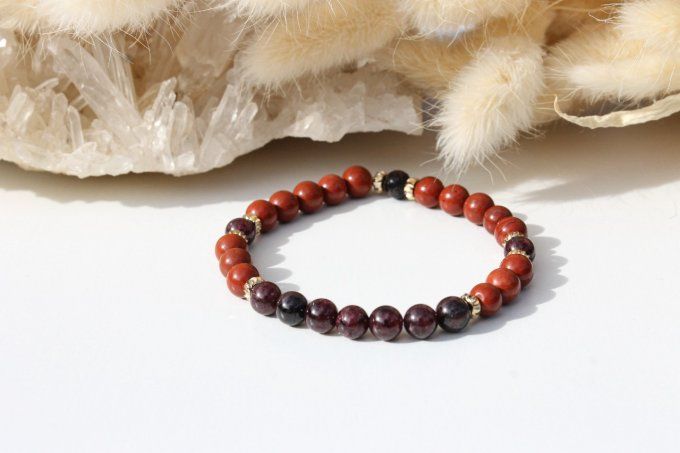 Bracelet Jaspe rouge et Grenat