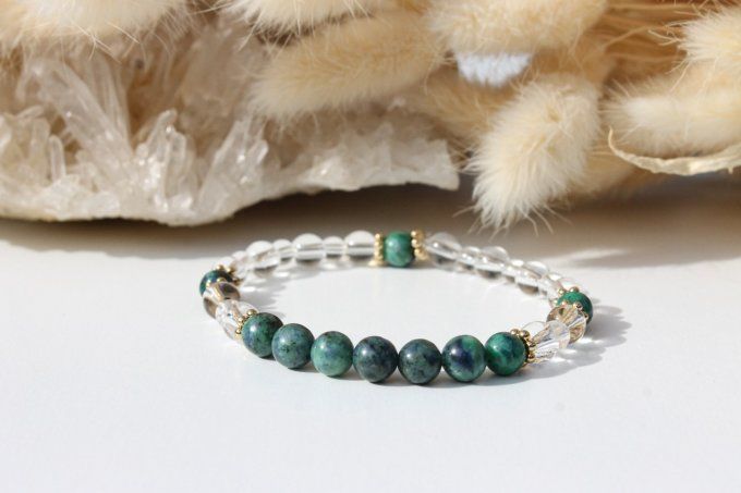 Bracelet Azurite-Malachite et Cristal