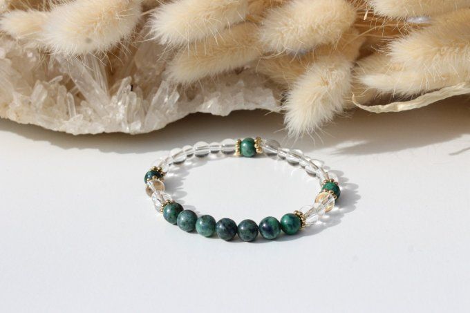 Bracelet Azurite-Malachite et Cristal