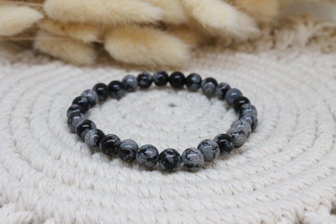 Bracelet Obsidienne flocon de neige