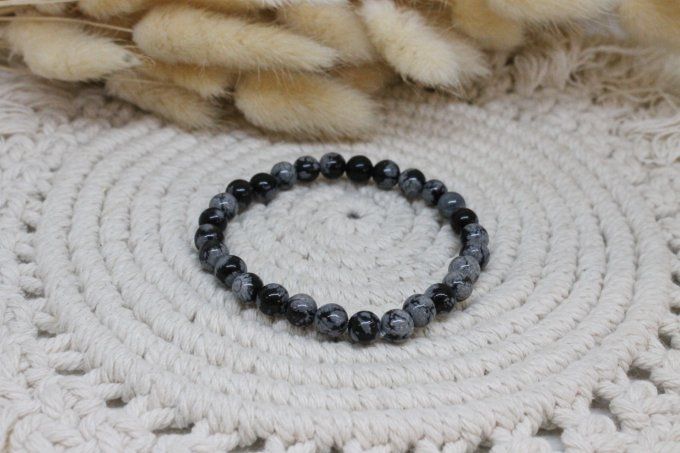 Bracelet Obsidienne flocon de neige