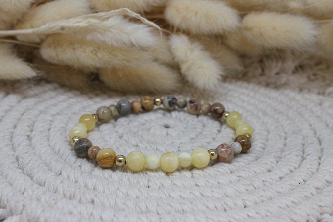 Bracelet Agate crazy et Calcite jaune