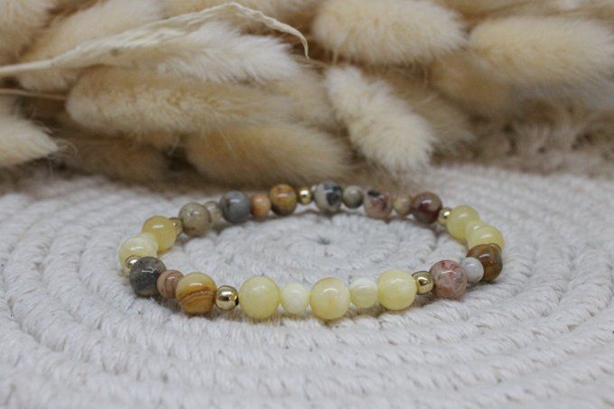 Bracelet Agate crazy et Calcite jaune