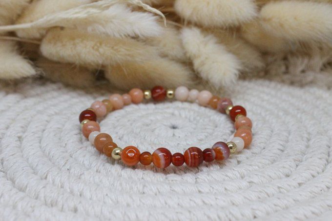 Bracelet Cornaline et Aventurine pêche
