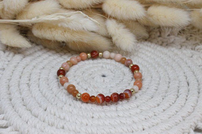 Bracelet Cornaline et Aventurine pêche
