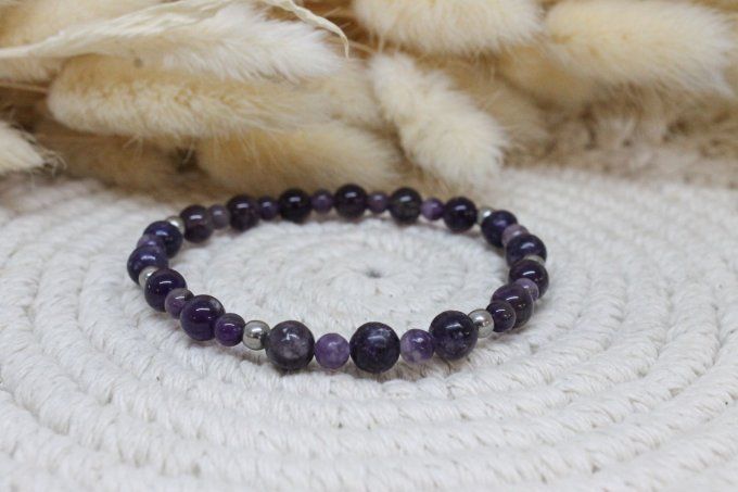 Bracelet Lépidolite et Améthyste