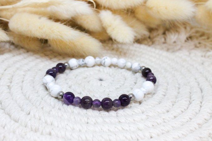 Bracelet Améthyste et Howlite
