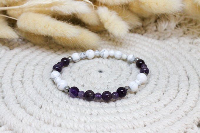 Bracelet Améthyste et Howlite