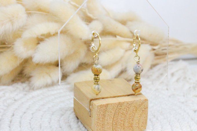Boucle d'oreille Agate crazy lace
