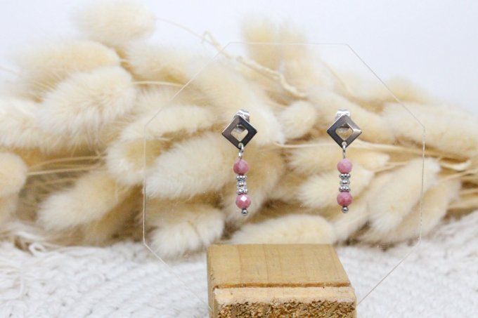 Boucle d'oreille Rhodonite