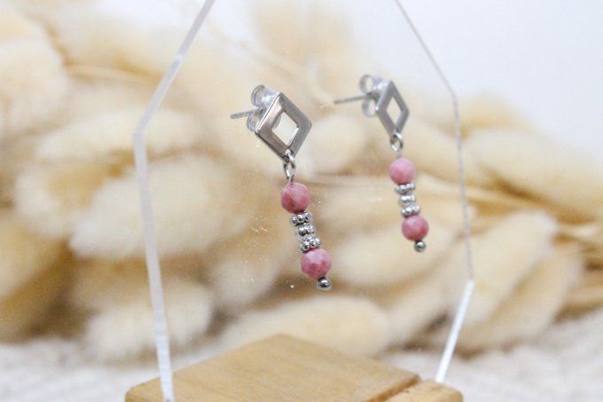 Boucle d'oreille Rhodonite