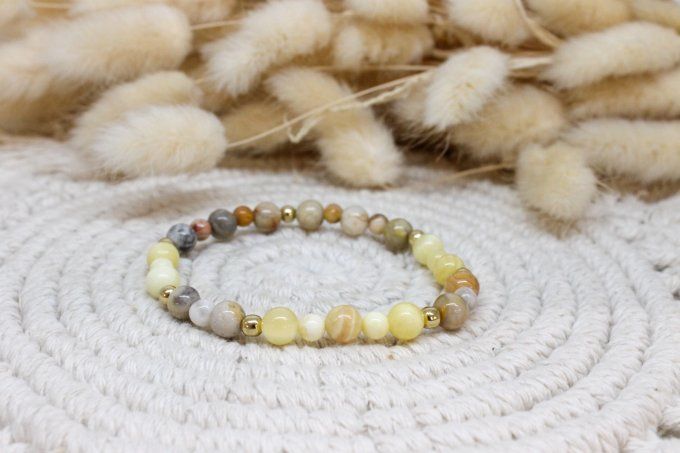 Bracelet Agate crazy et Calcite jaune