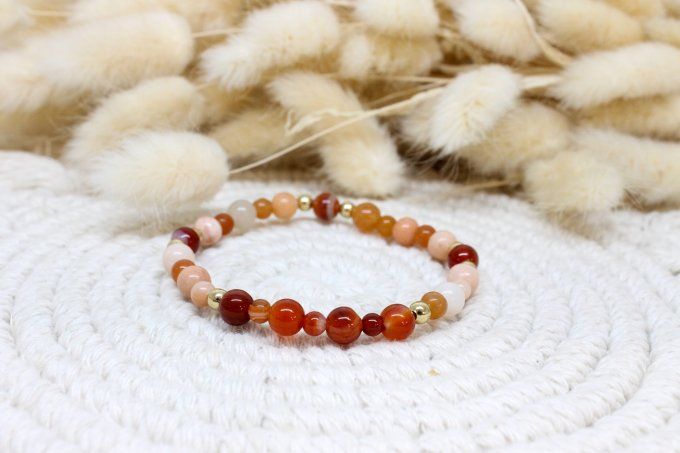 Bracelet Cornaline et Aventurine pêche