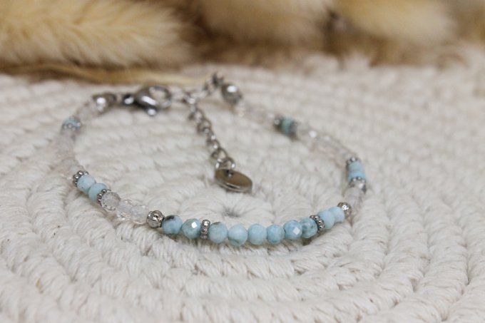 Bracelet Larimar et Cristal