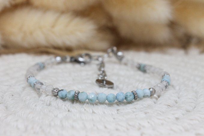Bracelet Larimar et Cristal