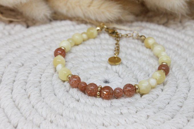 Bracelet Calcite jaune et Pierre de soleil