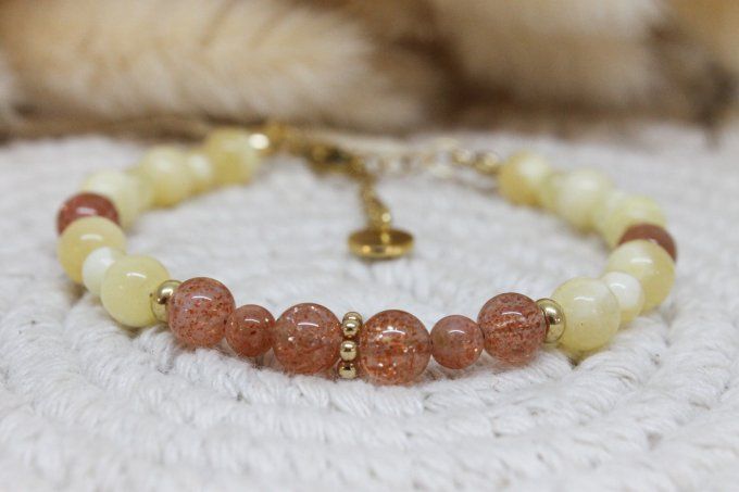 Bracelet Calcite jaune et Pierre de soleil