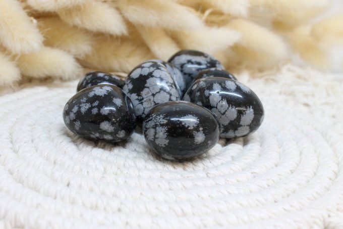 Pierre roulée Obsidienne neige