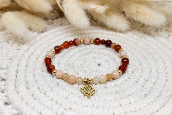 Bracelet Aventurine pêche & Cornaline – Spontanéité & Joie de vivre