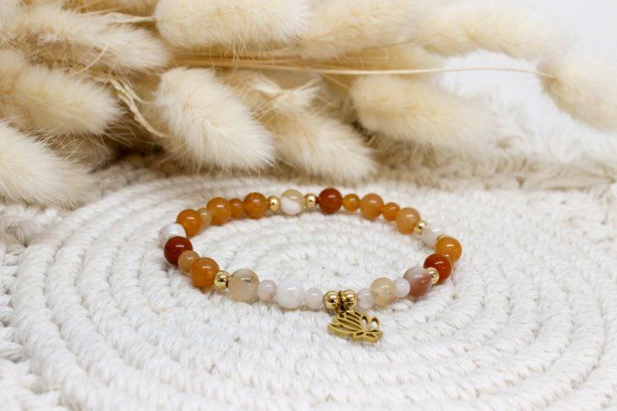 Bracelet Aventurine pêche & Agate fleur de cerisier – Douceur & Épanouissement