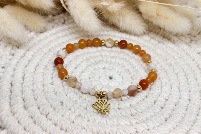 Bracelet Aventurine pêche & Agate fleur de cerisier – Douceur & Épanouissement